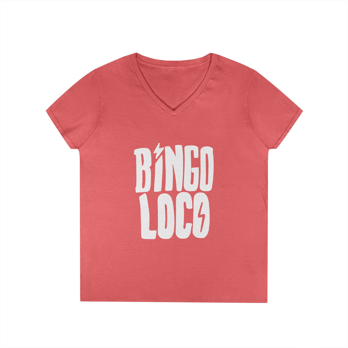 Bingo Loco V-Neck Tee — Retro Lightning Logo Women's T-Shirt
