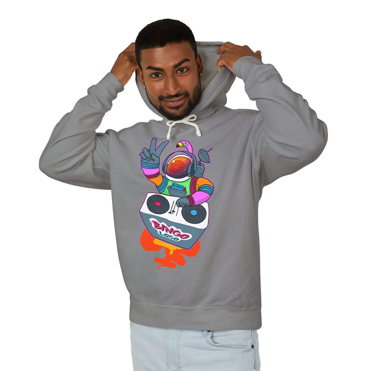 Astronaut DJ Hoodie — Colorful Space DJ Graphic Pullover