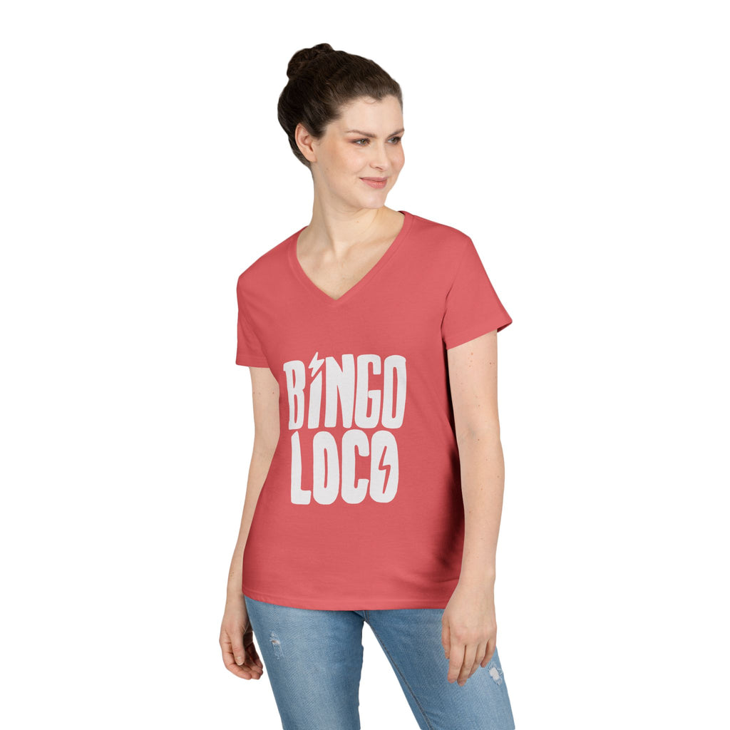 Bingo Loco V-Neck Tee — Retro Lightning Logo Women's T-Shirt