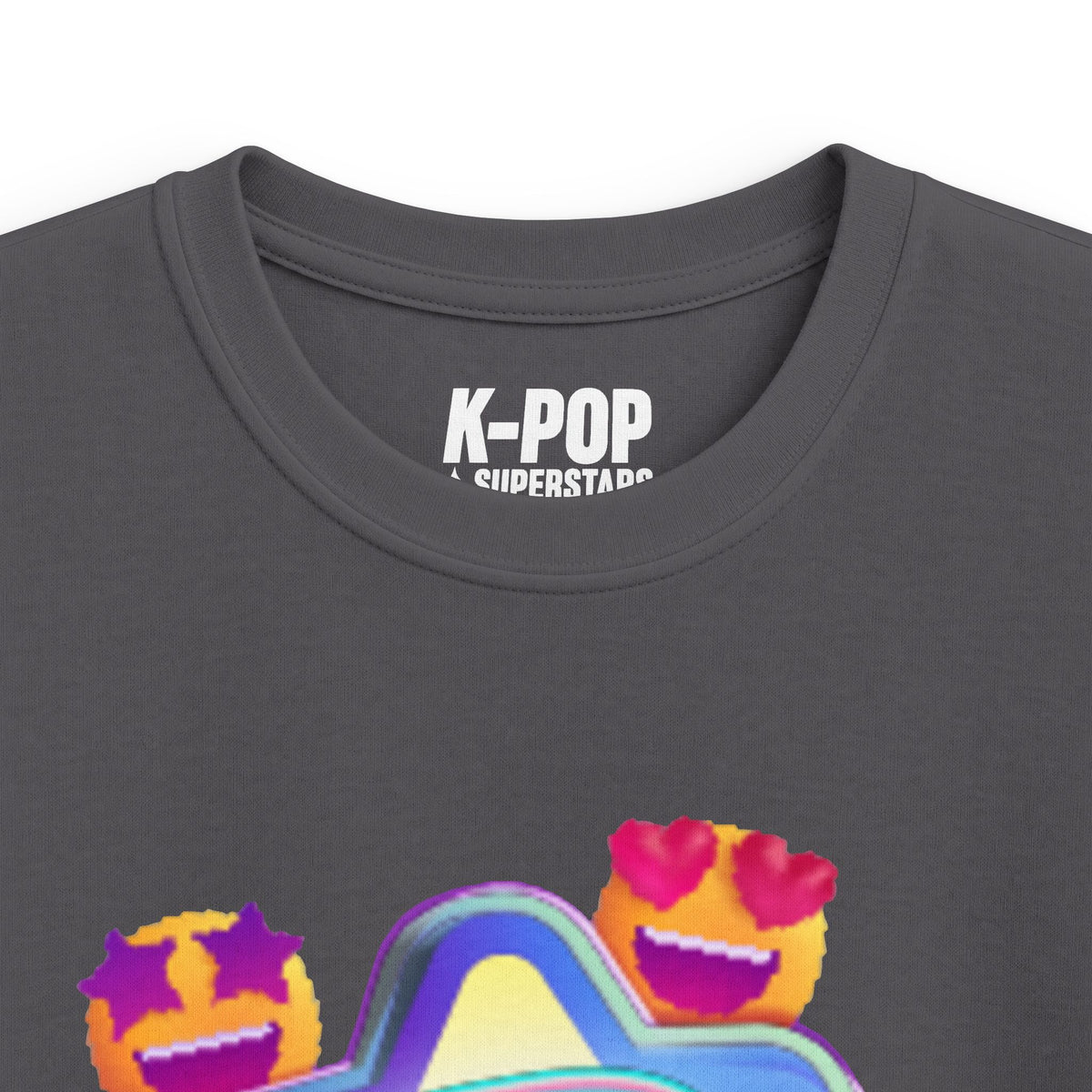 Kids K-Pop Superstar Tee — Cute Star & Emoji Graphic