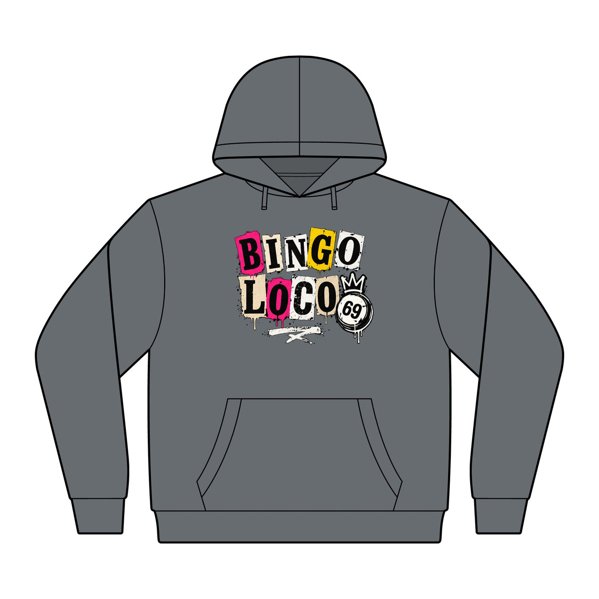 Bingo Loco Hoodie — Funny Bingo Graphic Lightweight Fleece Hoodie