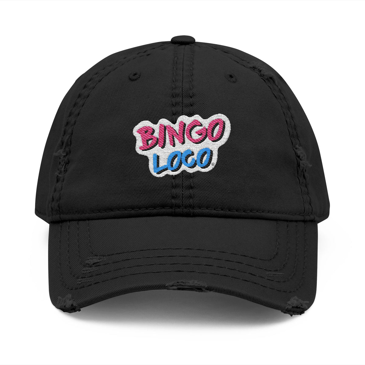 Distressed Embroidered 'Bingo Loco' Dad Hat — Retro Fun Baseball Cap