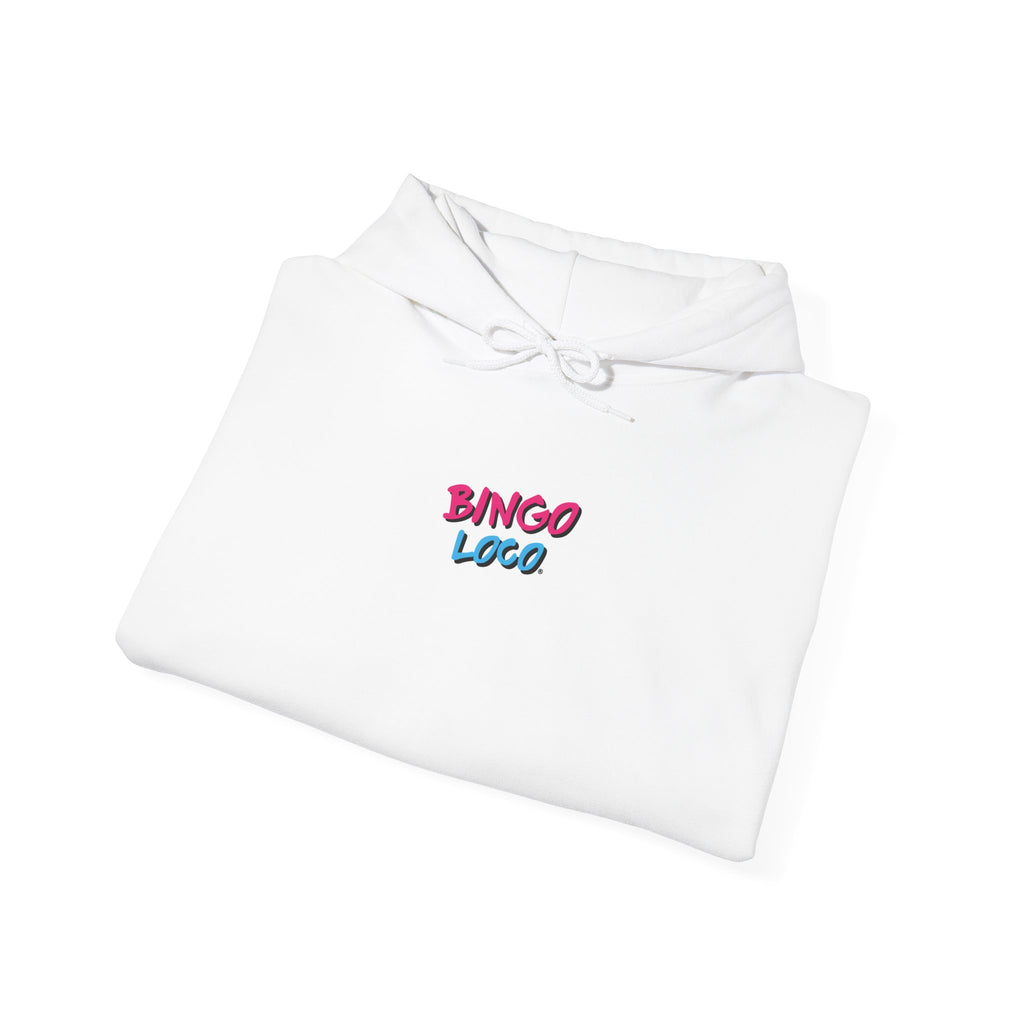 Bingo Logo Hoodie — Retro Pink & Blue Minimal Chest Graphic