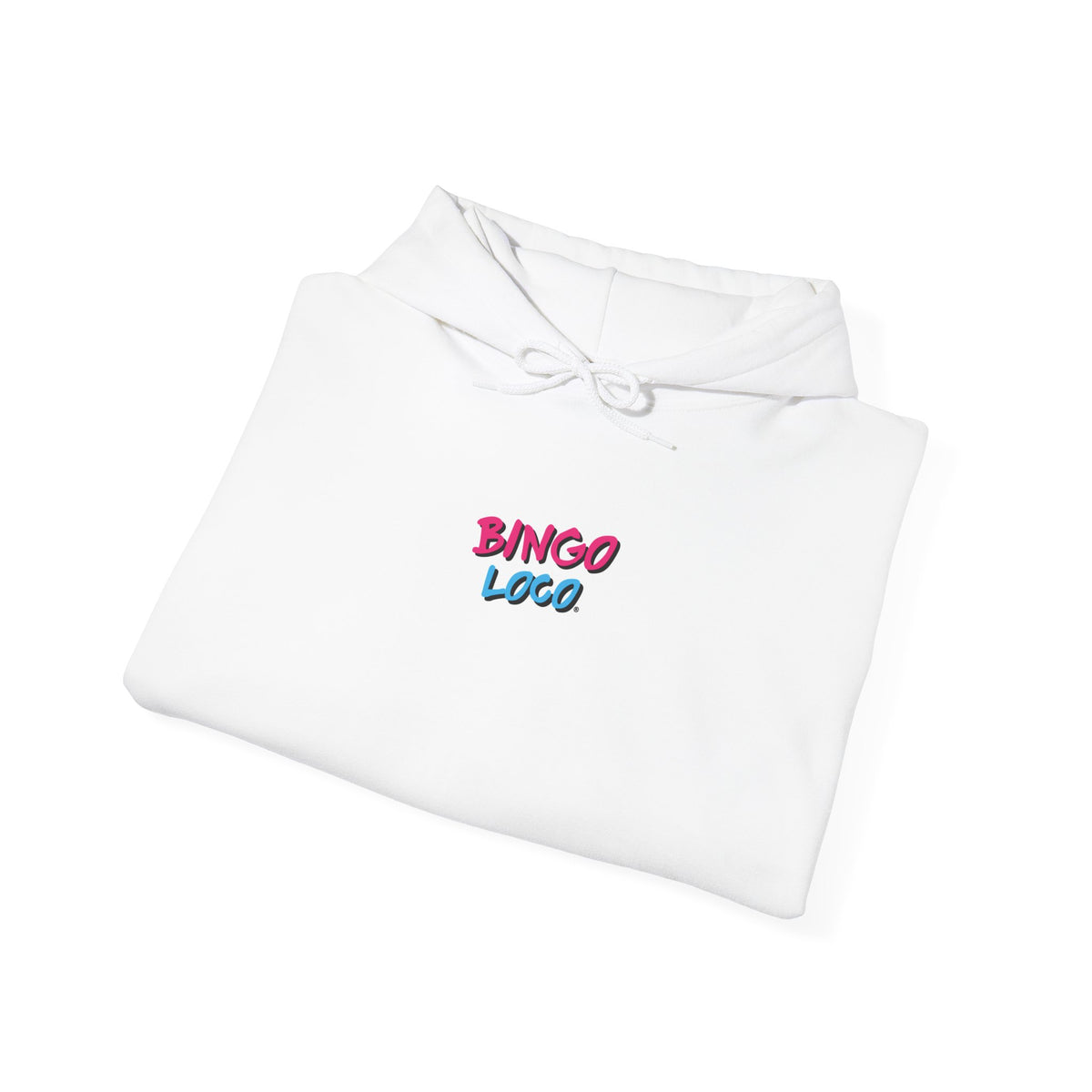 Bingo Logo Hoodie — Retro Pink & Blue Minimal Chest Graphic