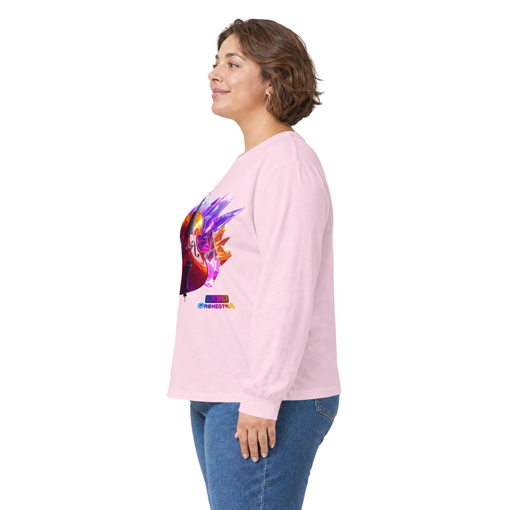 Cello Prism Long Sleeve Tee — Colorful Violin Graphic Shirt