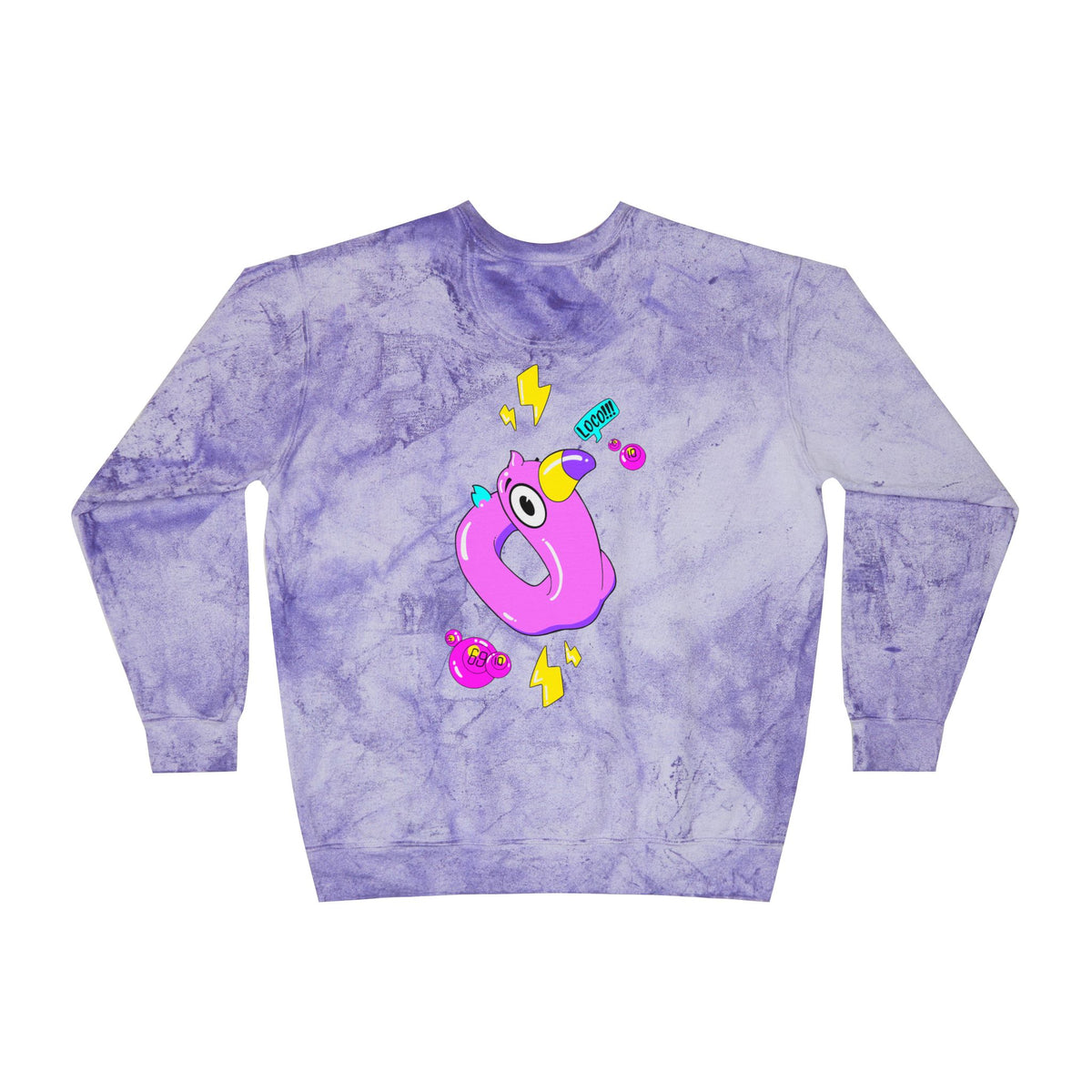 Color Blast Crewneck Sweatshirt — Flamingo Tie-Dye Design