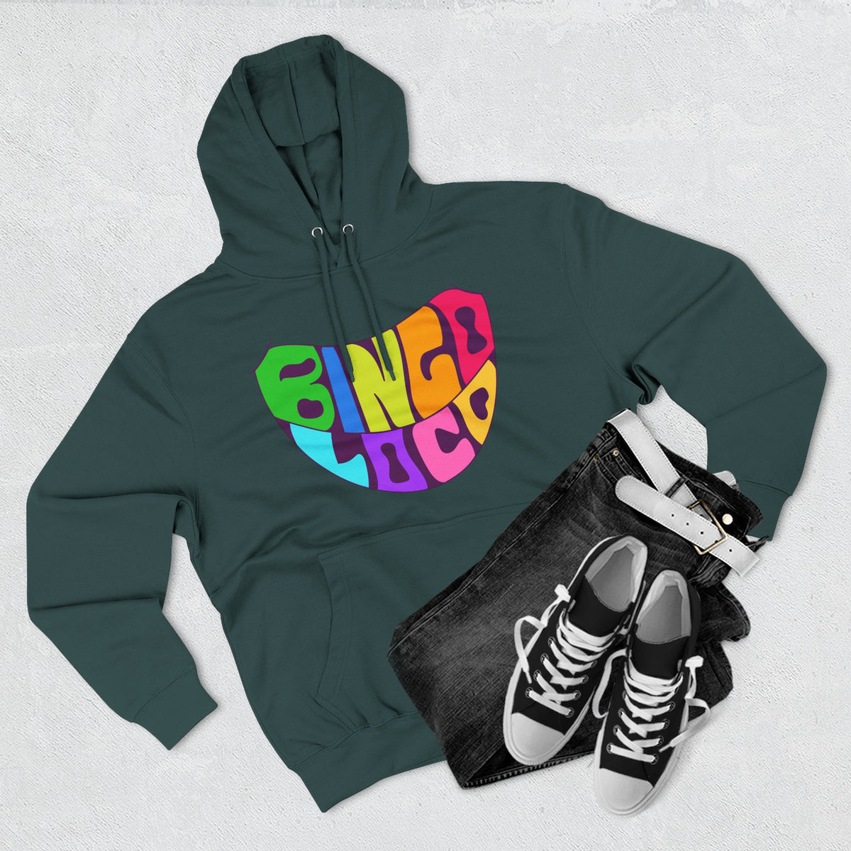 Colorful 70s Rainbow Circle Fleece Hoodie
