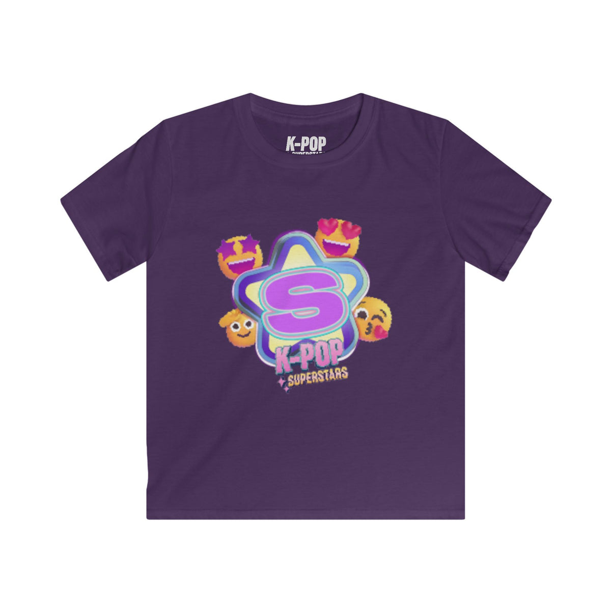 Kids K-Pop Superstar Tee — Cute Star & Emoji Graphic