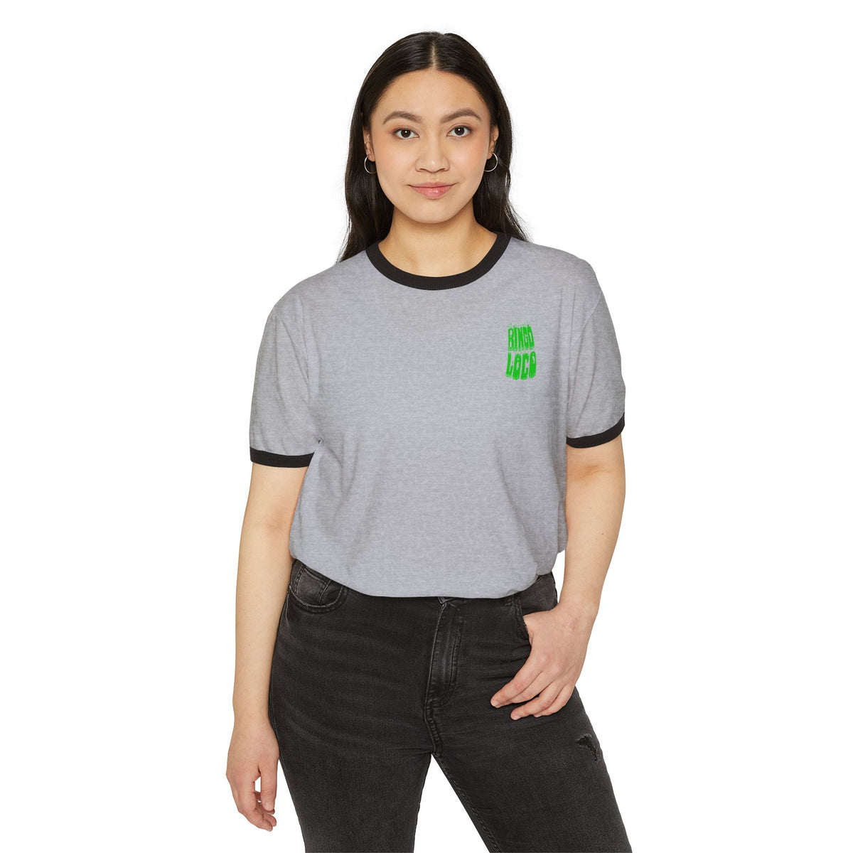 Alien Abduction Ringer Tee — Neon UFO "Stay Loco" Graphic Shirt