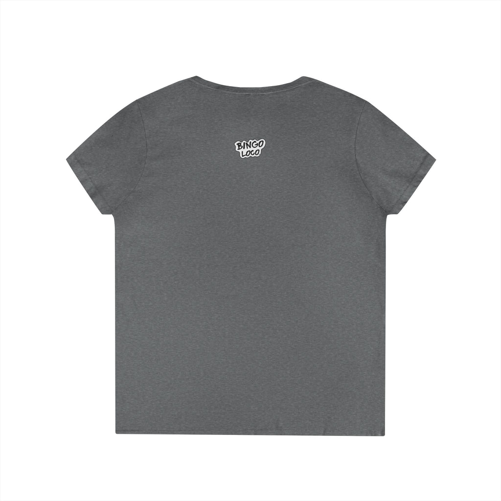 Ladies' V-Neck T-Shirt — Cute Pink Donut Character Graphic Tee