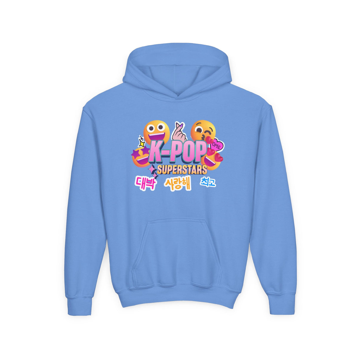 K-Pop Superstars Kids Hoodie — Cute Emoji Graphic Sweatshirt