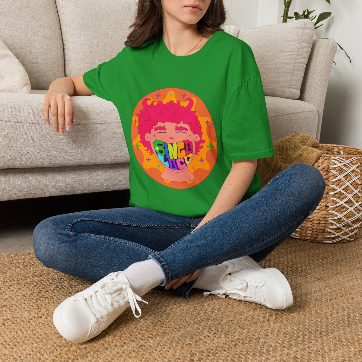Good Vibes Colorful Peace Sign Graphic T-Shirt