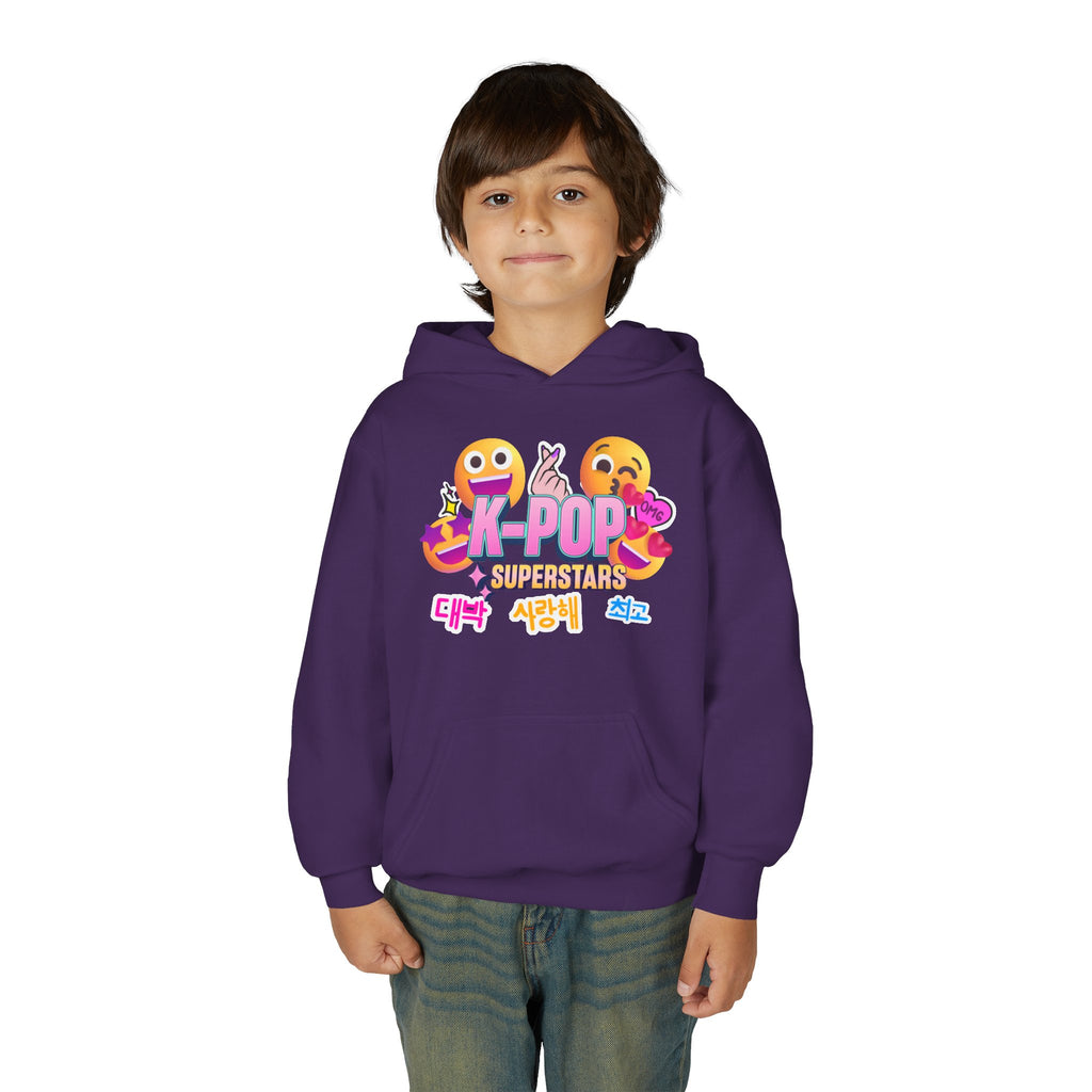 K-Pop Superstars Kids Hoodie — Cute Emoji Graphic Sweatshirt