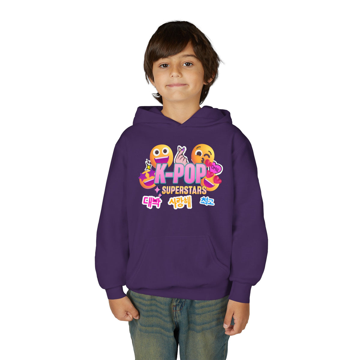 K-Pop Superstars Kids Hoodie — Cute Emoji Graphic Sweatshirt