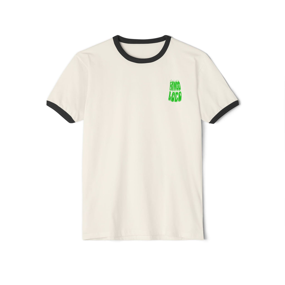 Alien Abduction Ringer Tee — Neon UFO "Stay Loco" Graphic Shirt