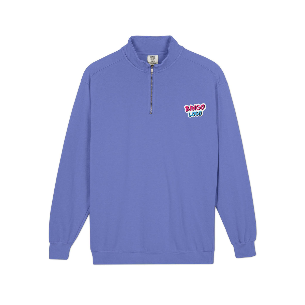 Quarter-Zip Sweatshirt — Retro 'Bingo Logo' Chest Graphic