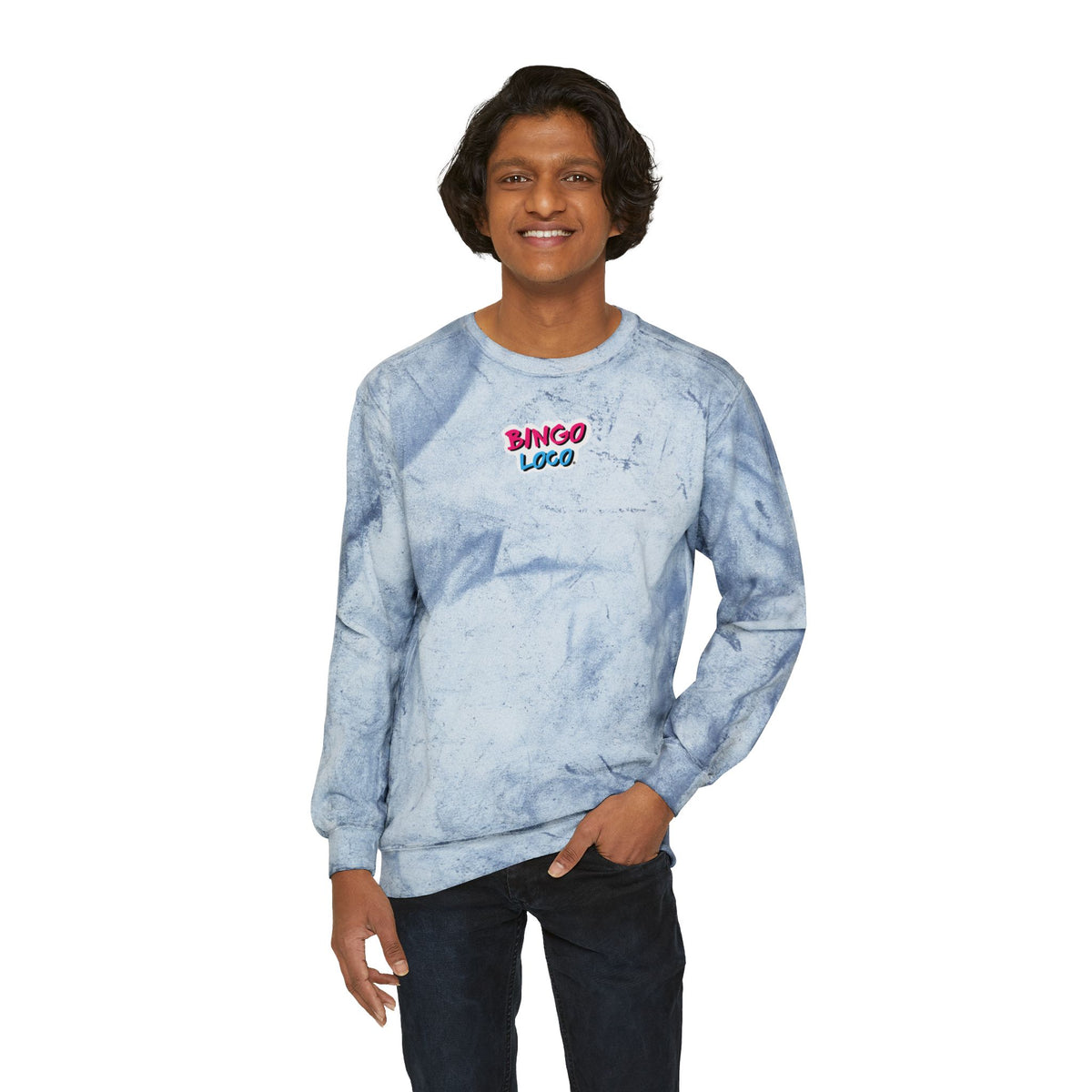 Color Blast Crewneck Sweatshirt — Flamingo Tie-Dye Design