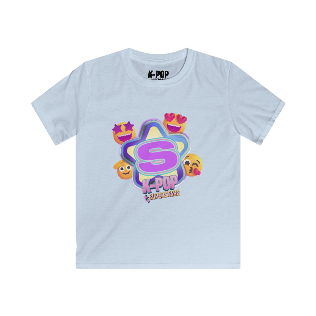 Kids K-Pop Superstar Tee — Cute Star & Emoji Graphic