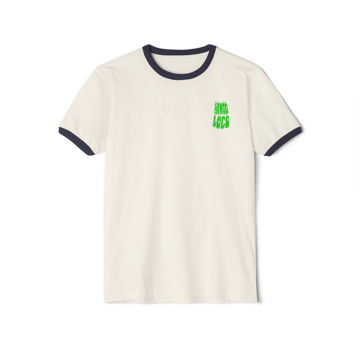 Alien Abduction Ringer Tee — Neon UFO "Stay Loco" Graphic Shirt