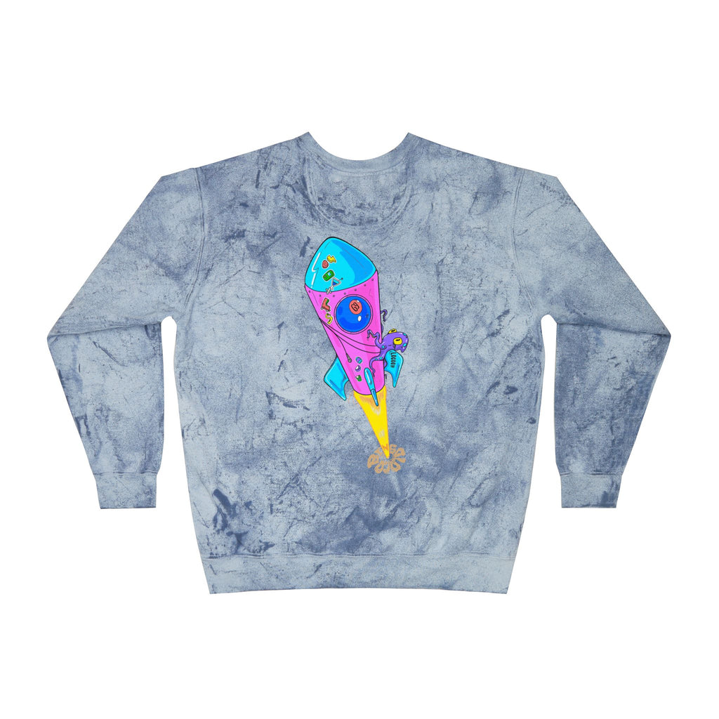 Color Blast Crewneck Sweatshirt — Rocket Tie-Dye Design