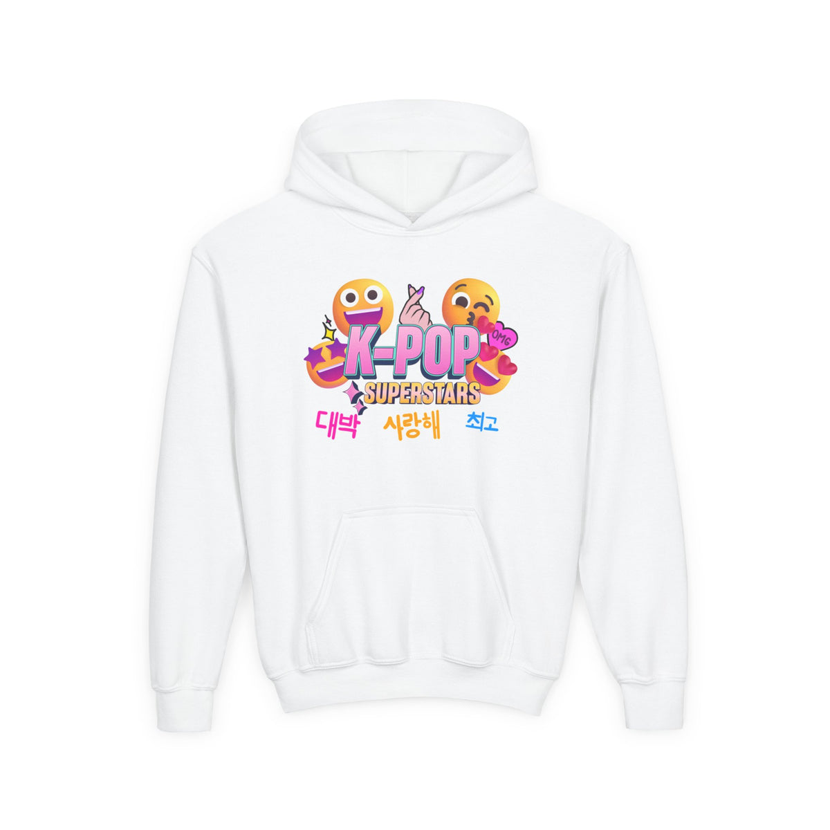 K-Pop Superstars Kids Hoodie — Cute Emoji Graphic Sweatshirt