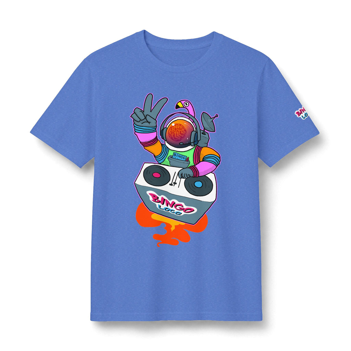 DJ Astronaut Graphic Tee — Retro Neon Space Concert T-Shirt