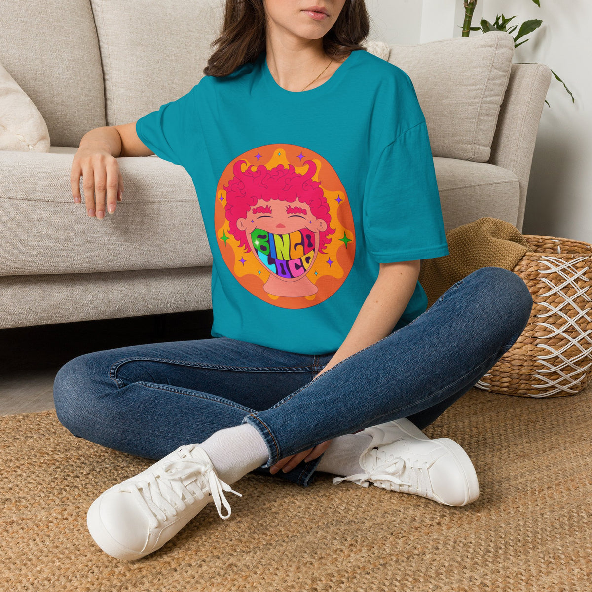 Good Vibes Colorful Peace Sign Graphic T-Shirt