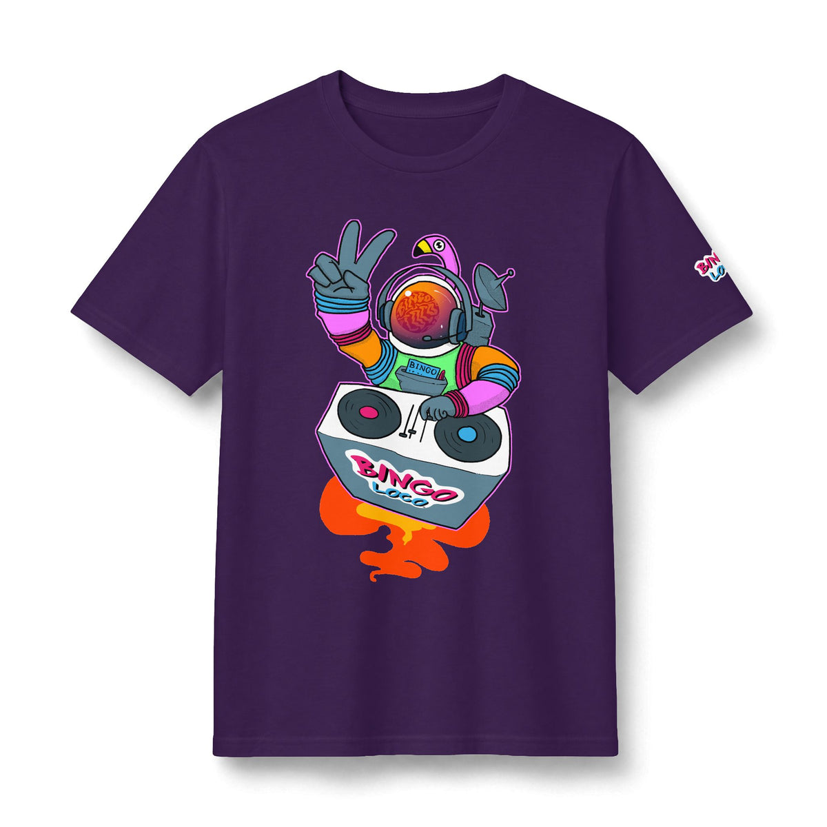 DJ Astronaut Graphic Tee — Retro Neon Space Concert T-Shirt