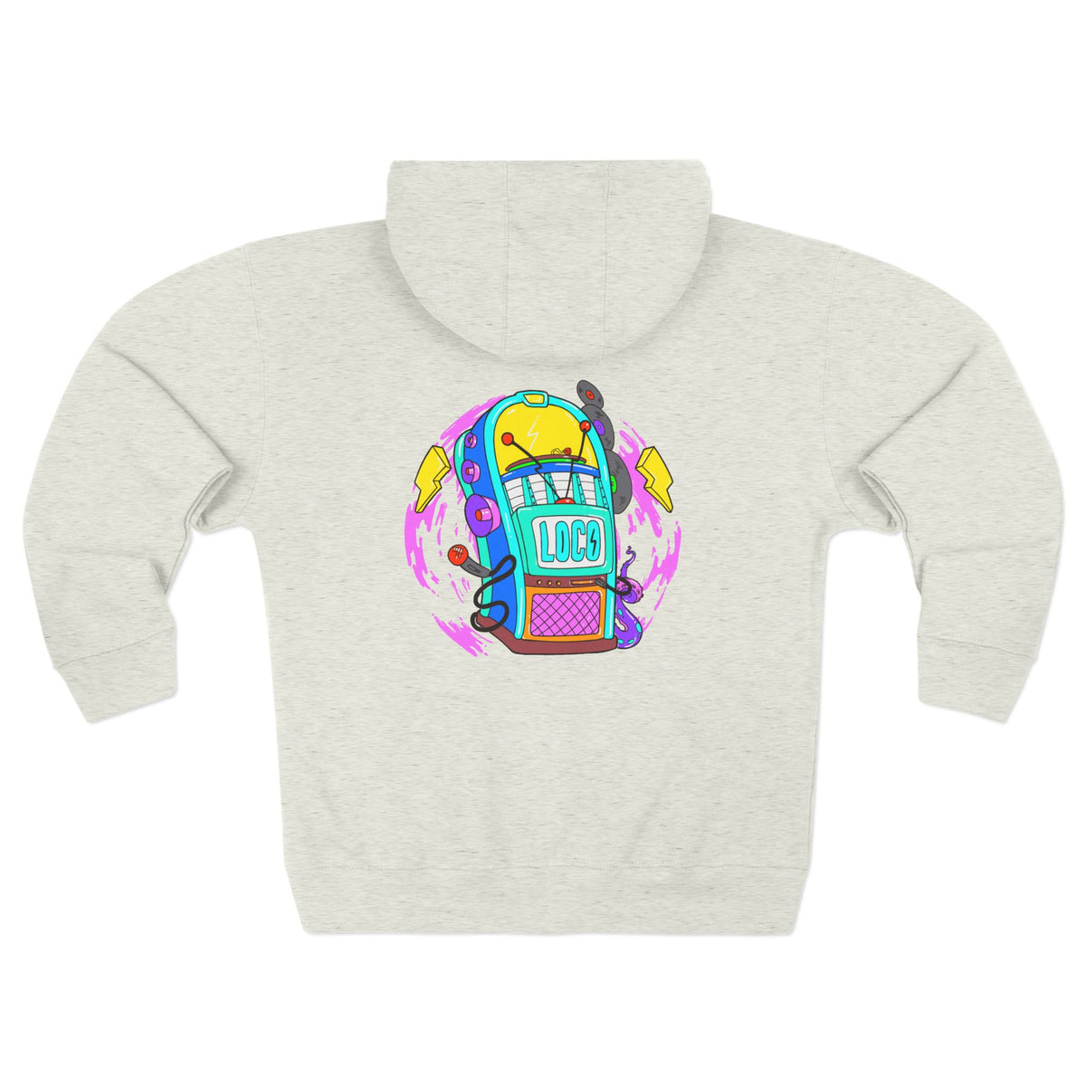 Retro Jukebox Zip Hoodie — Colorful Music Graphic Hoodie