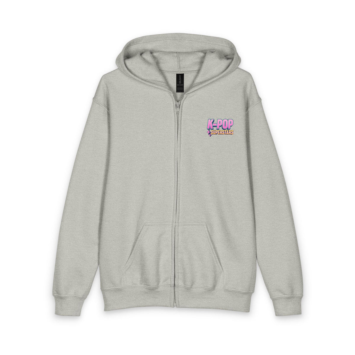 K-Pop Superstars Youth Zip Hoodie — Cute Pastel Emoji Back Design