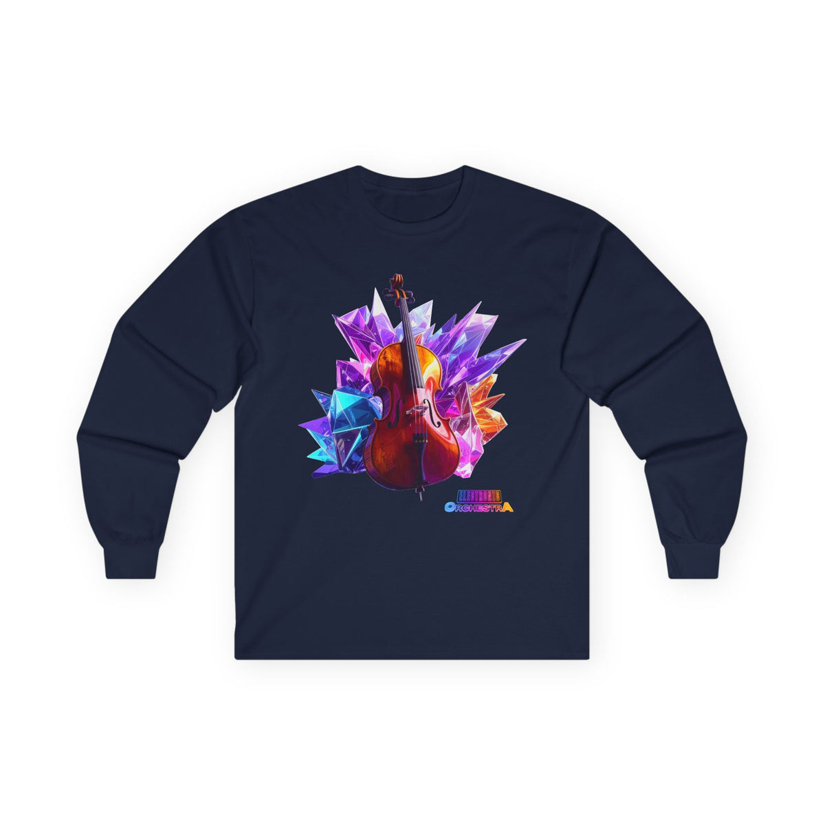 Cello Prism Long Sleeve Tee — Colorful Violin Graphic Shirt