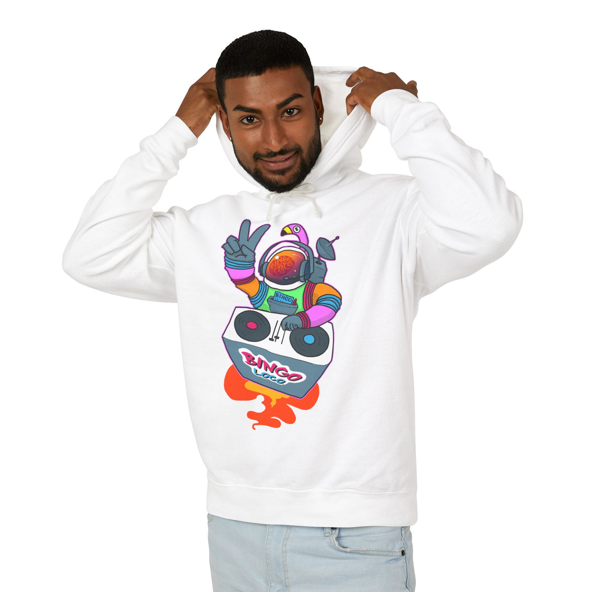 Astronaut DJ Hoodie — Colorful Space DJ Graphic Pullover