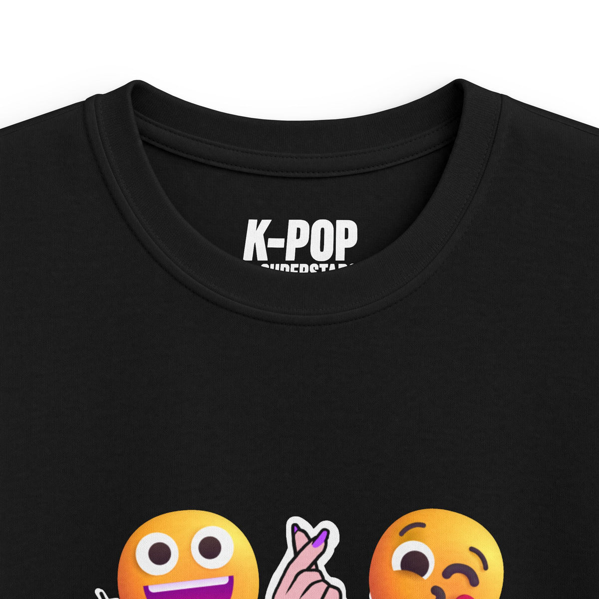 K-Pop Superstars Kids Tee — Cute Emoji & Hangul Graphic T-Shirt