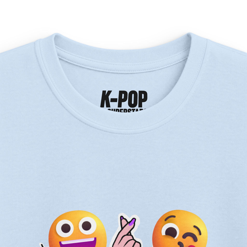 K-Pop Superstars Kids Tee — Cute Emoji & Hangul Graphic T-Shirt