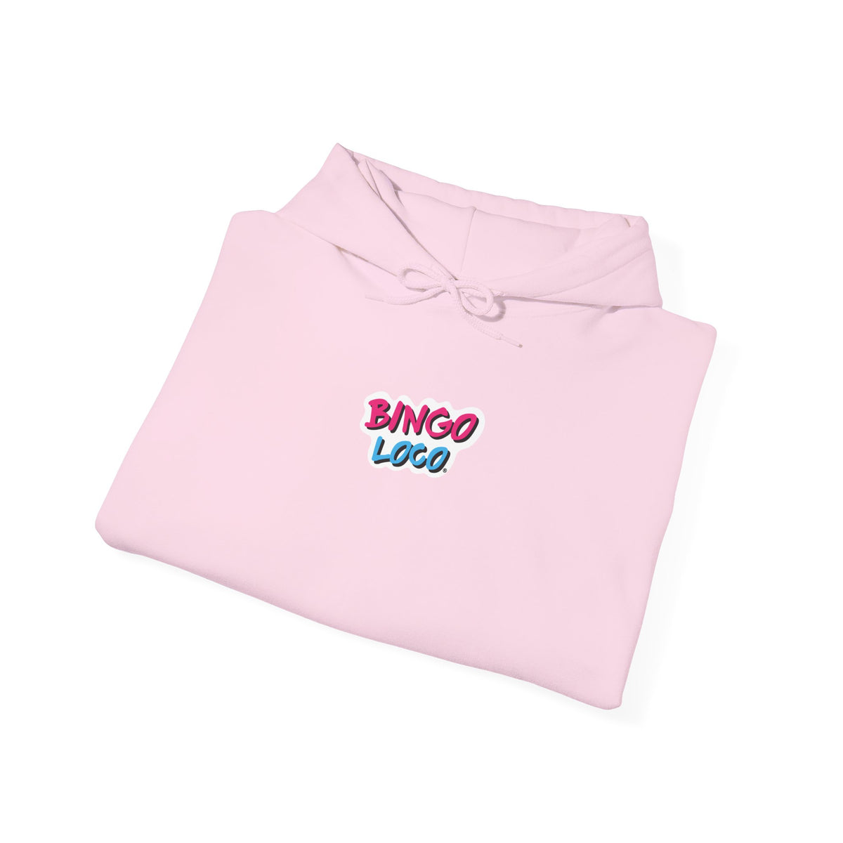 Bingo Logo Hoodie — Retro Pink & Blue Minimal Chest Graphic