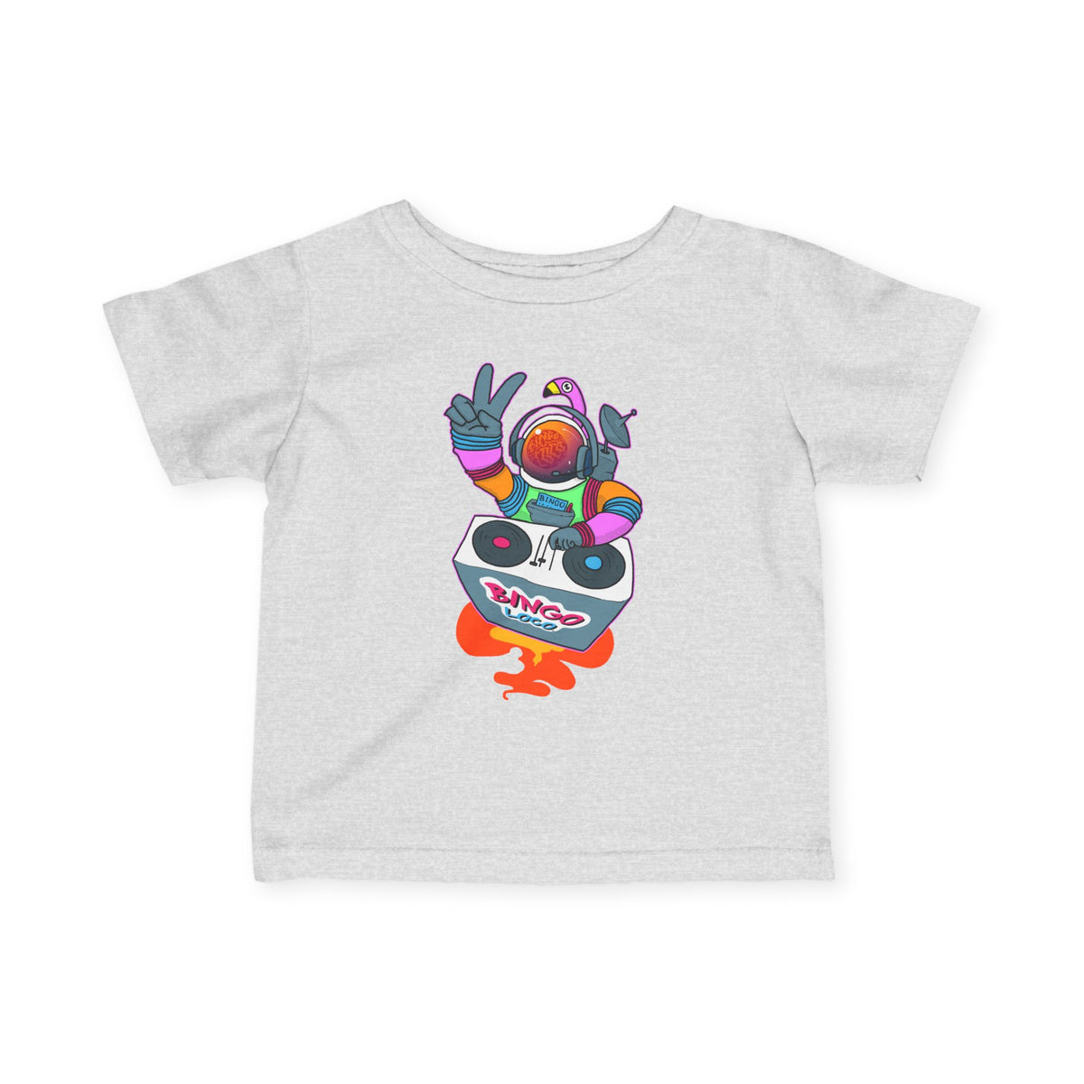 Infant Tee — Colorful DJ Astronaut Baby T‑Shirt (Bingo Loco)
