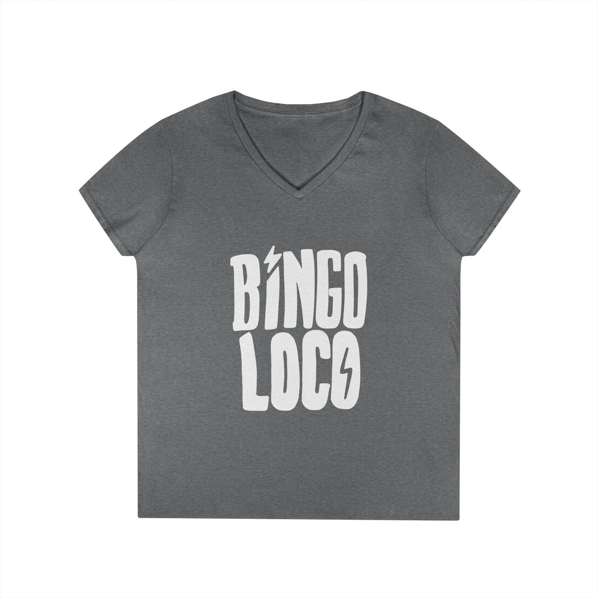 Bingo Loco V-Neck Tee — Retro Lightning Logo Women's T-Shirt