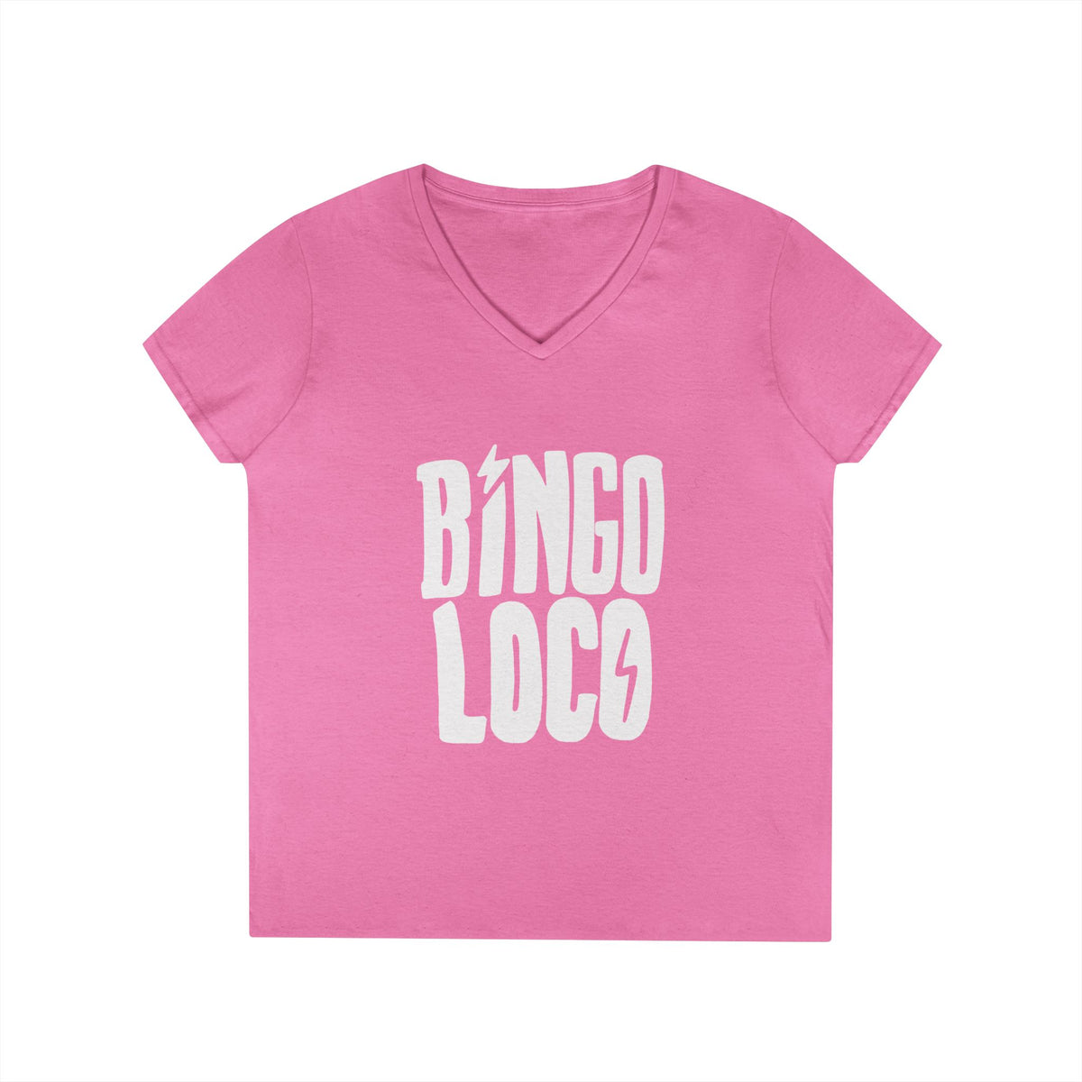 Bingo Loco V-Neck Tee — Retro Lightning Logo Women's T-Shirt