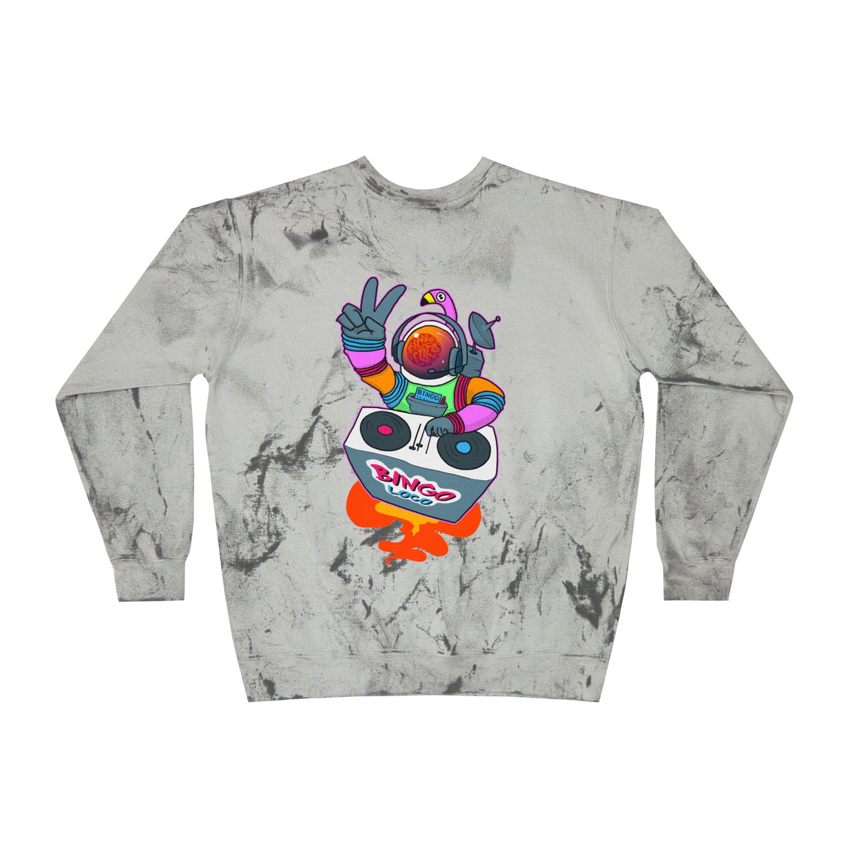 Color Blast Crewneck Sweatshirt — Retro Astronaut DJ Tie-Dye Design