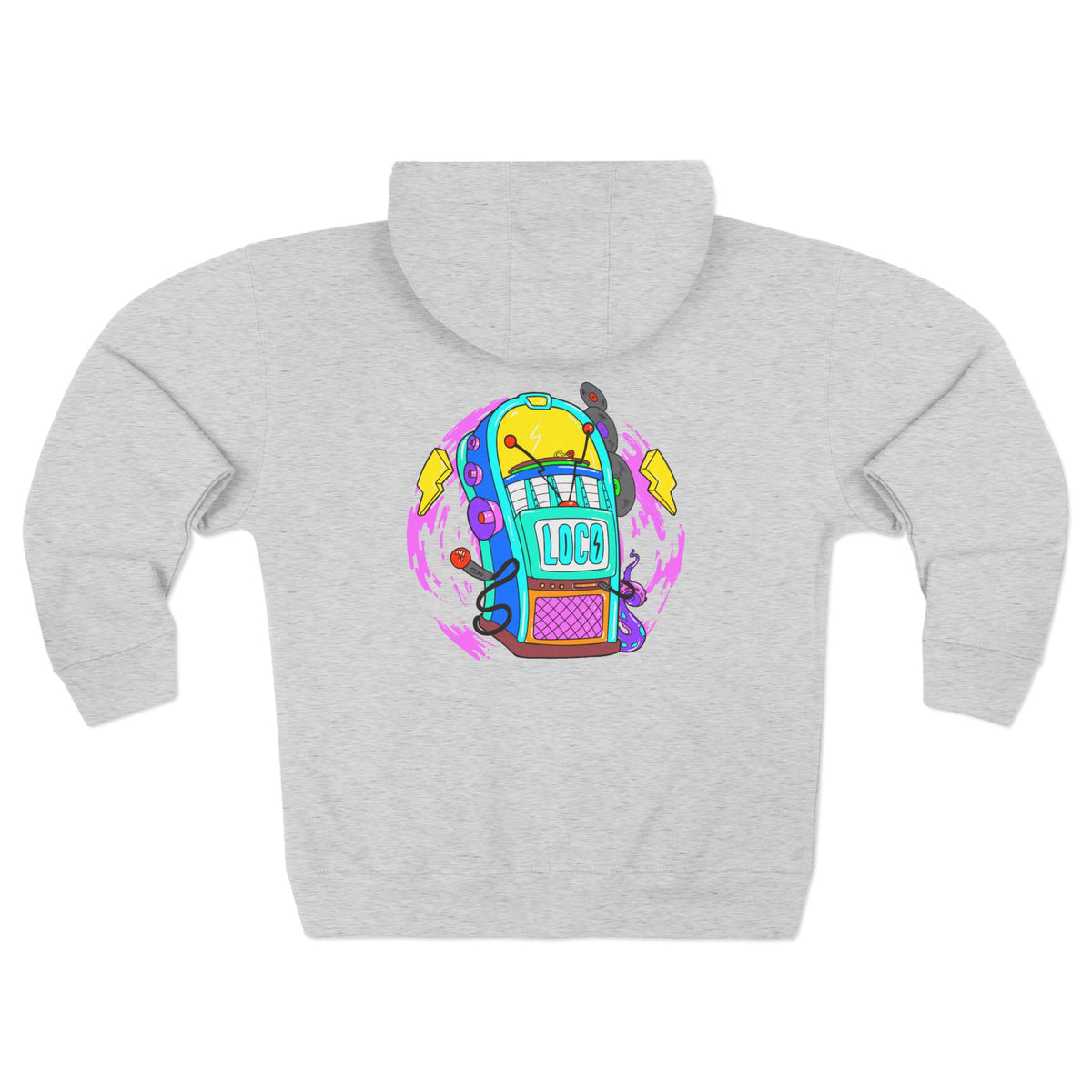 Retro Jukebox Zip Hoodie — Colorful Music Graphic Hoodie