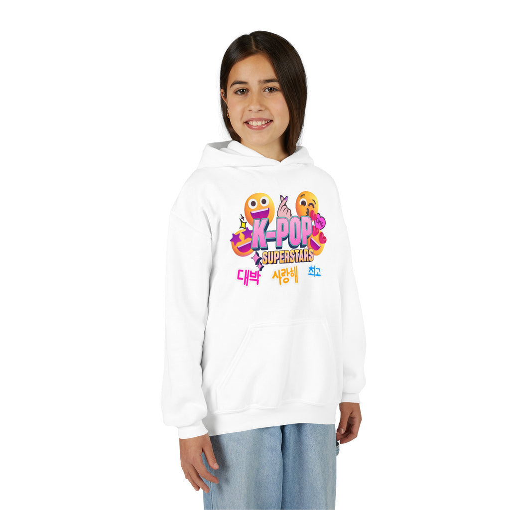 K-Pop Superstars Kids Hoodie — Cute Emoji Graphic Sweatshirt
