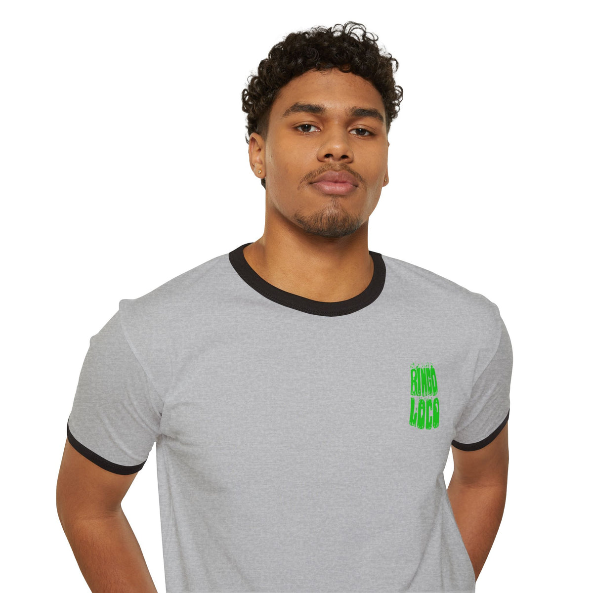 Alien Abduction Ringer Tee — Neon UFO "Stay Loco" Graphic Shirt