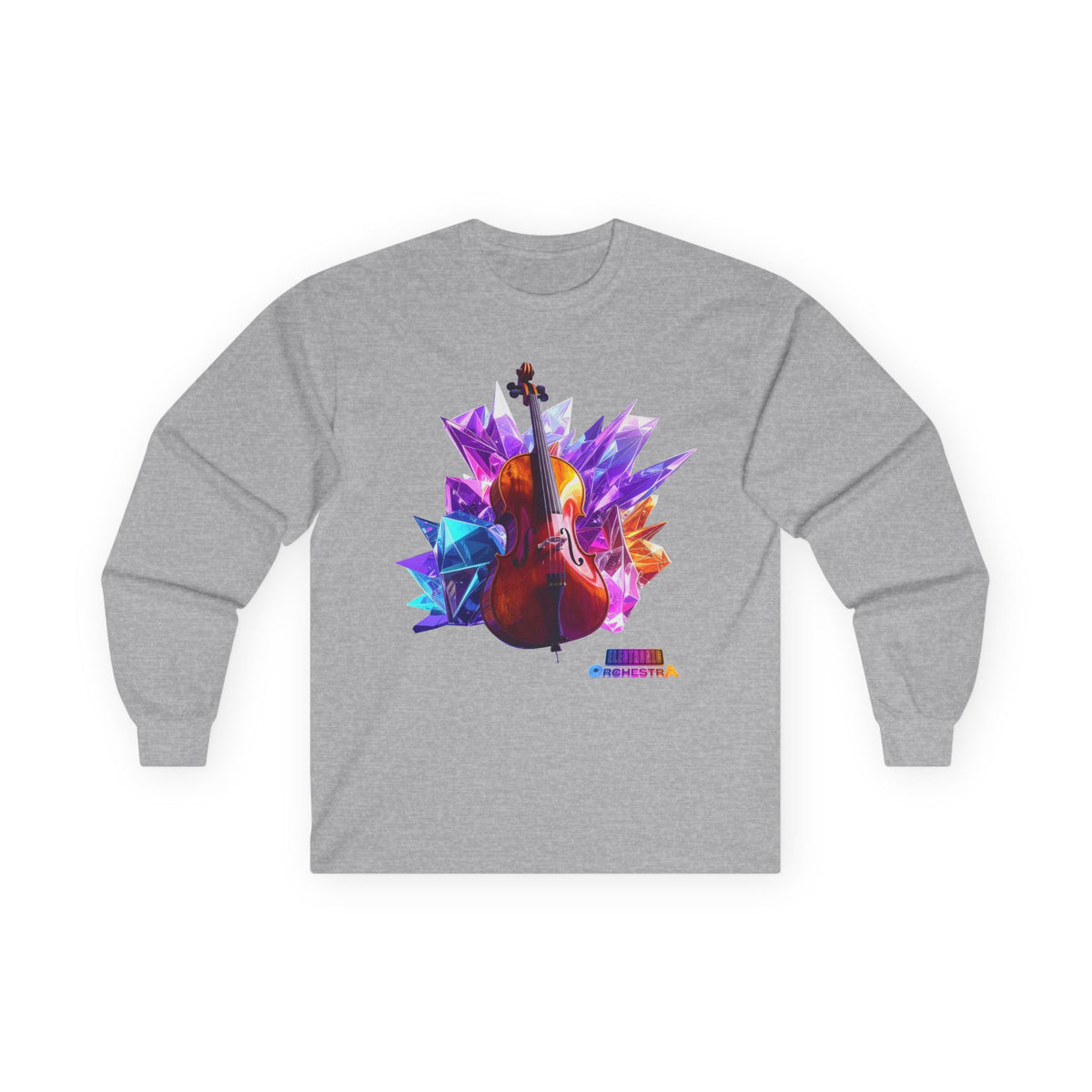 Cello Prism Long Sleeve Tee — Colorful Violin Graphic Shirt