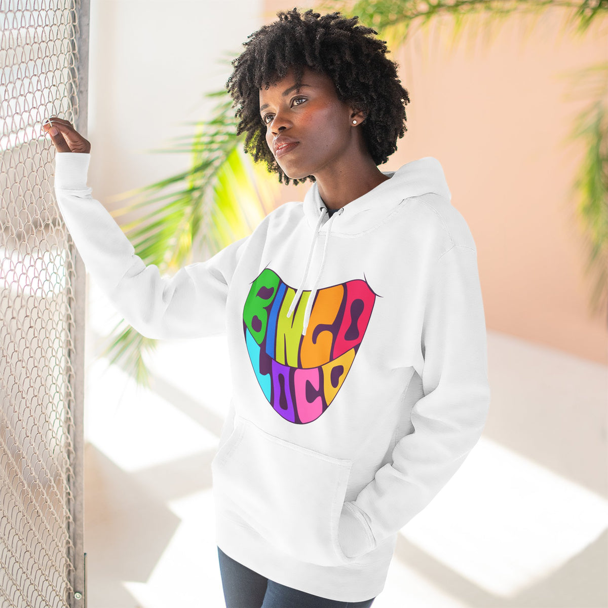 Colorful 70s Rainbow Circle Fleece Hoodie