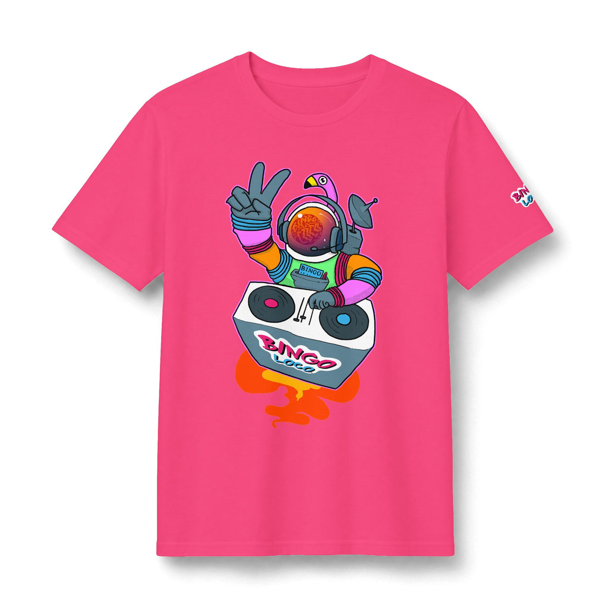 DJ Astronaut Graphic Tee — Retro Neon Space Concert T-Shirt