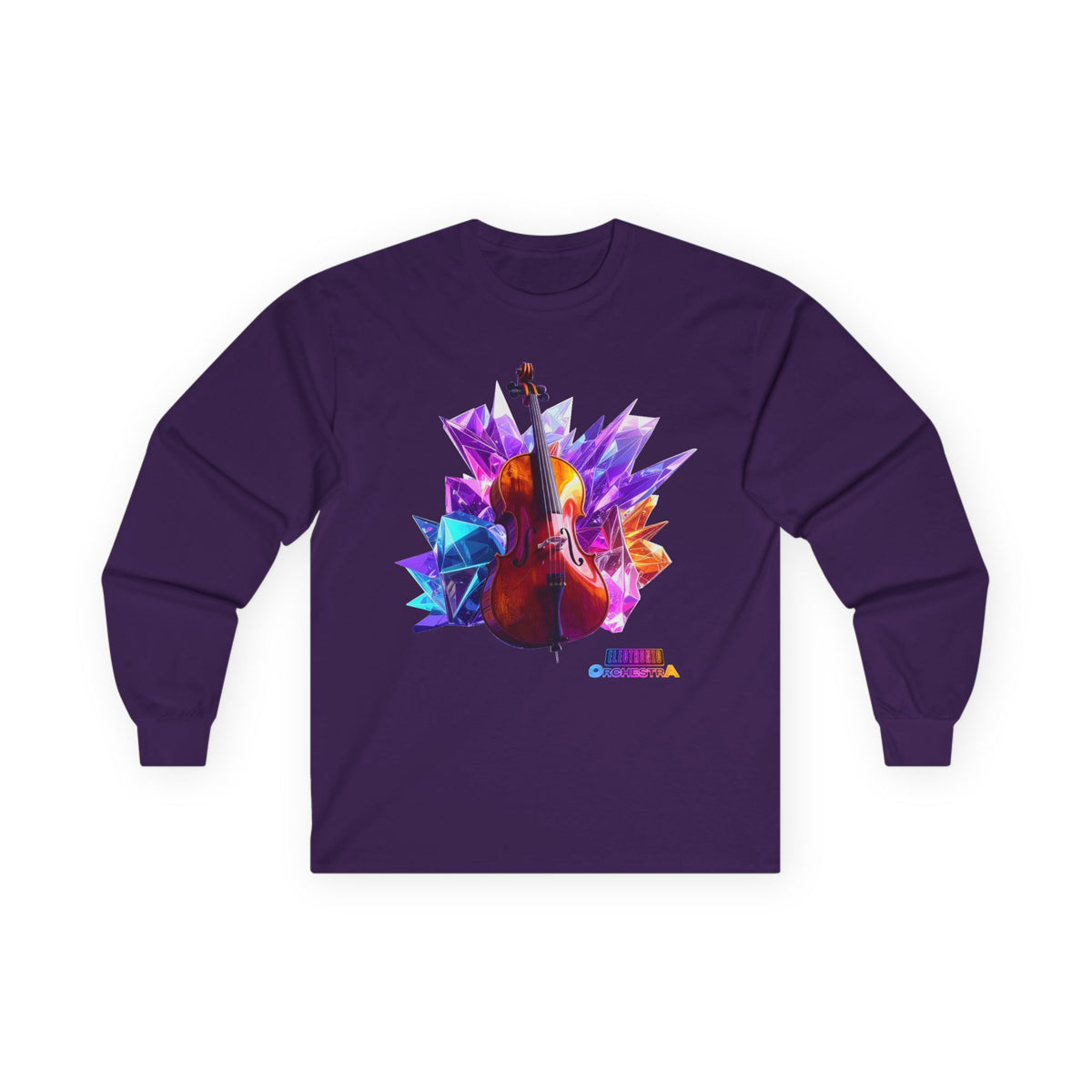 Cello Prism Long Sleeve Tee — Colorful Violin Graphic Shirt