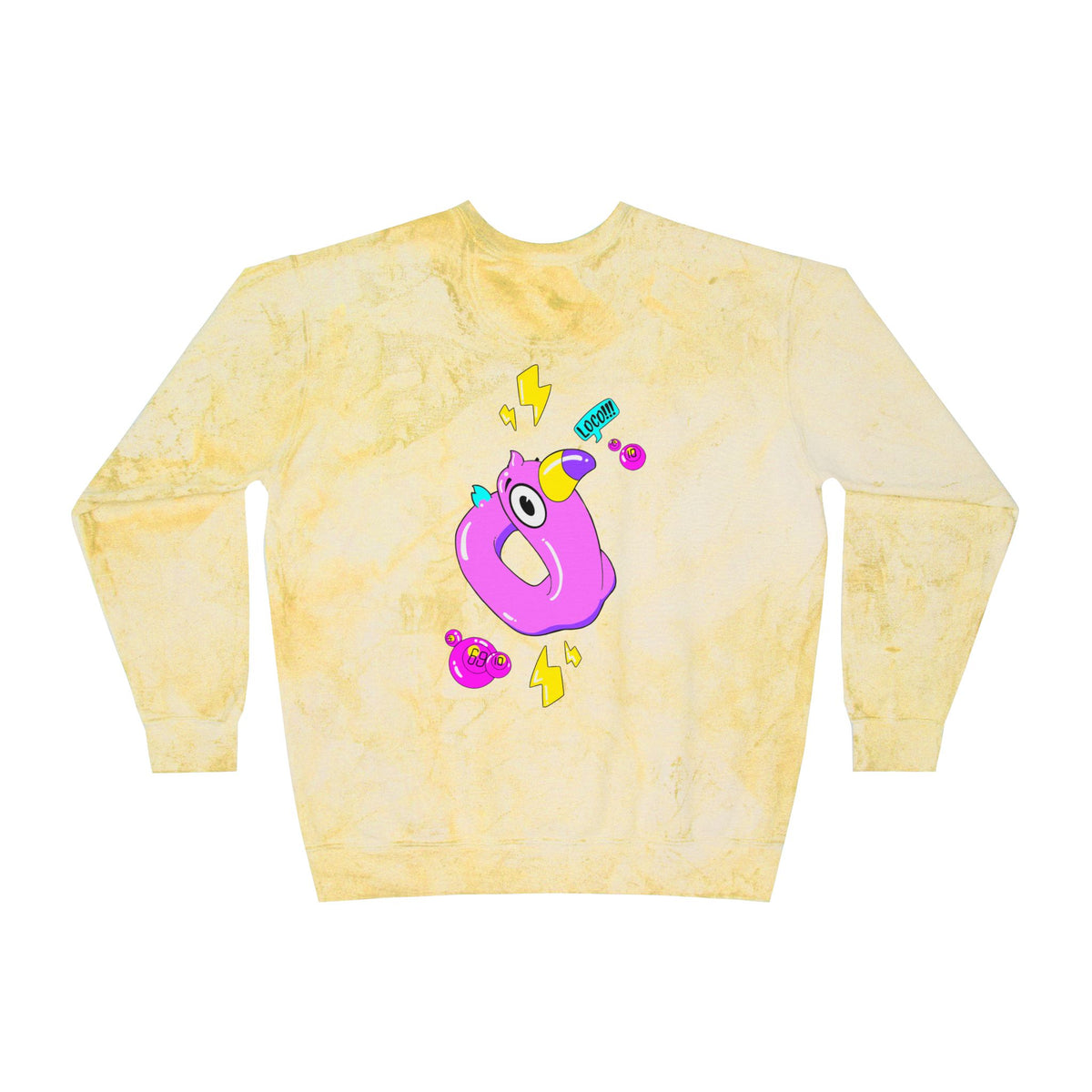Color Blast Crewneck Sweatshirt — Flamingo Tie-Dye Design