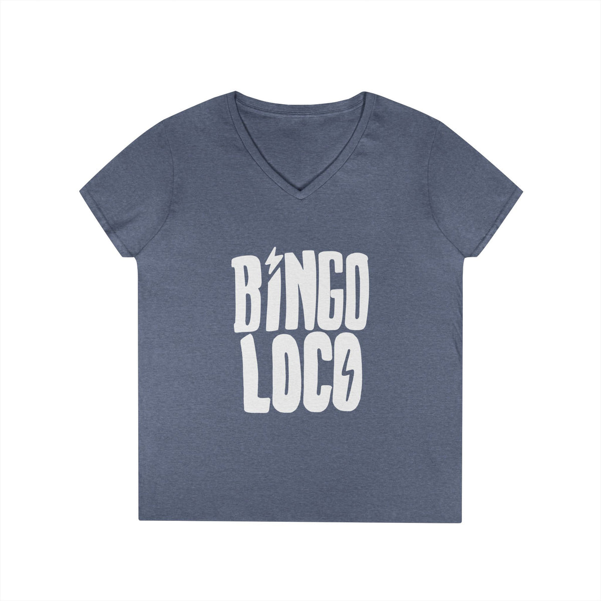Bingo Loco V-Neck Tee — Retro Lightning Logo Women's T-Shirt