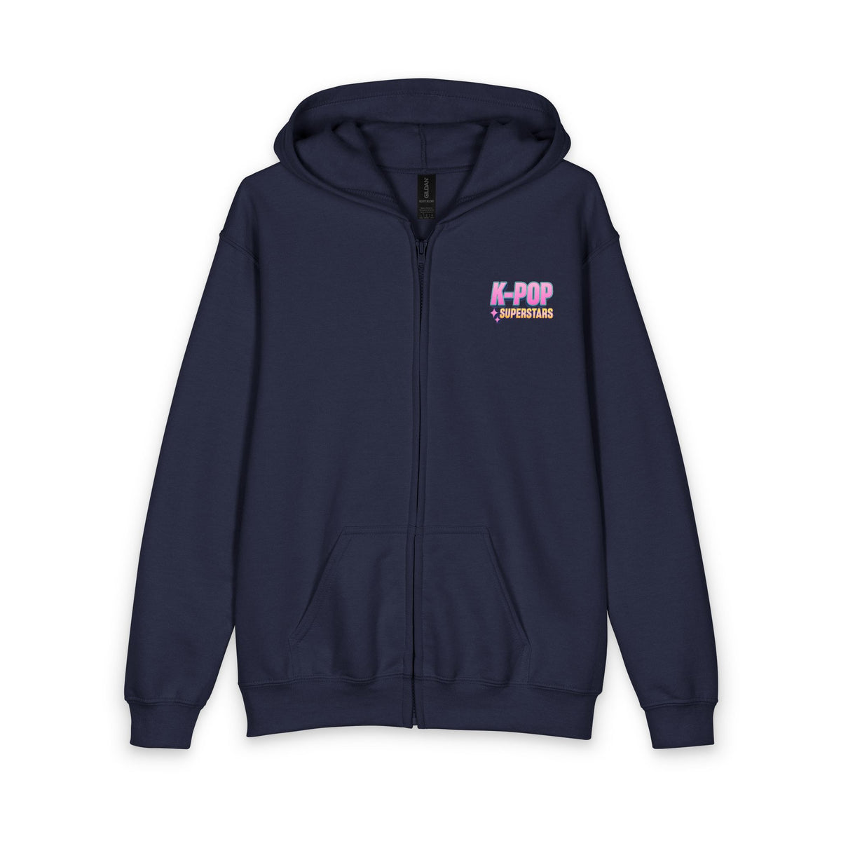 K-Pop Superstars Youth Zip Hoodie — Cute Pastel Emoji Back Design