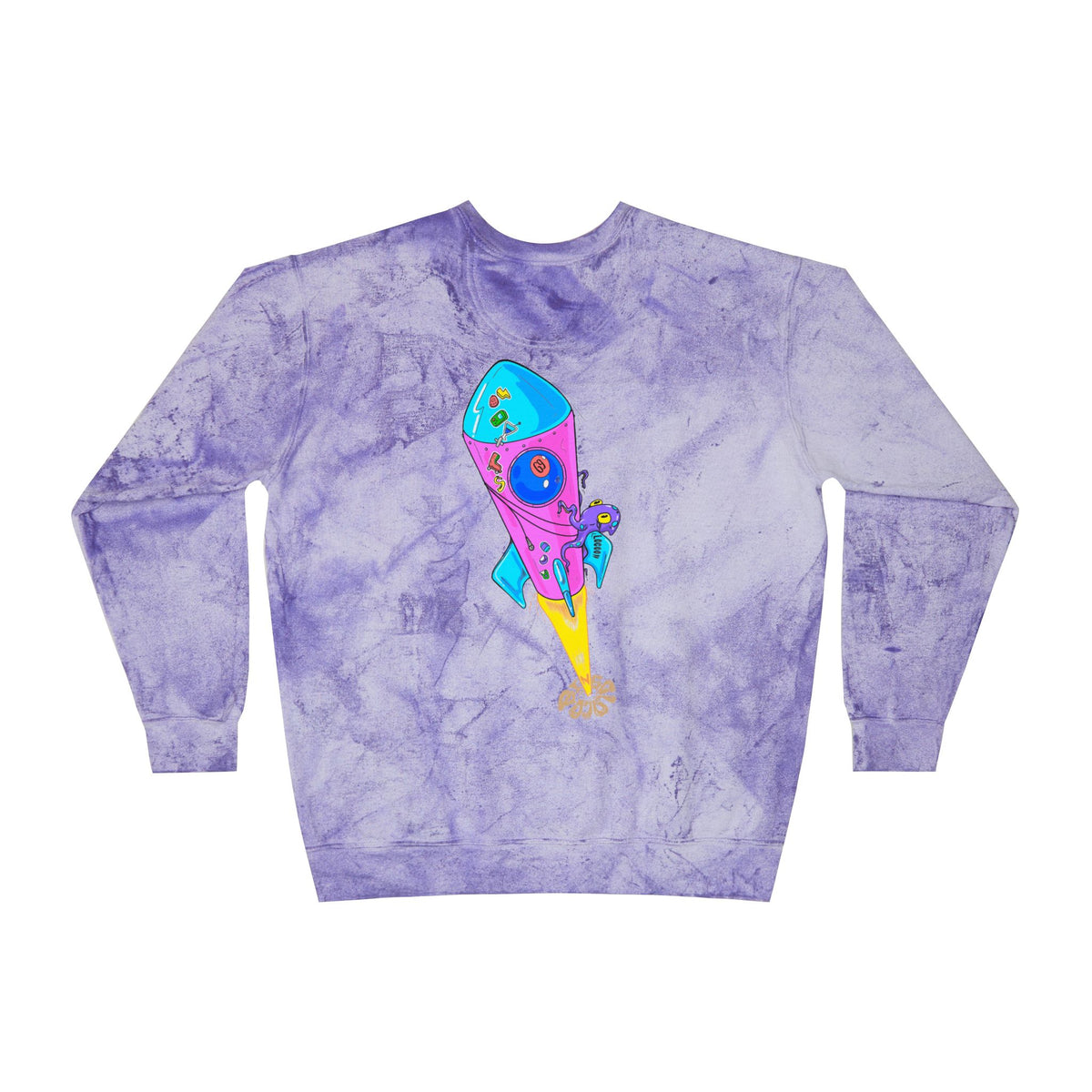 Color Blast Crewneck Sweatshirt — Rocket Tie-Dye Design